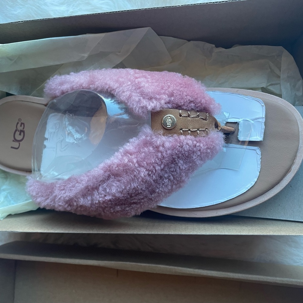 UGG Pink Fluffy Sandals